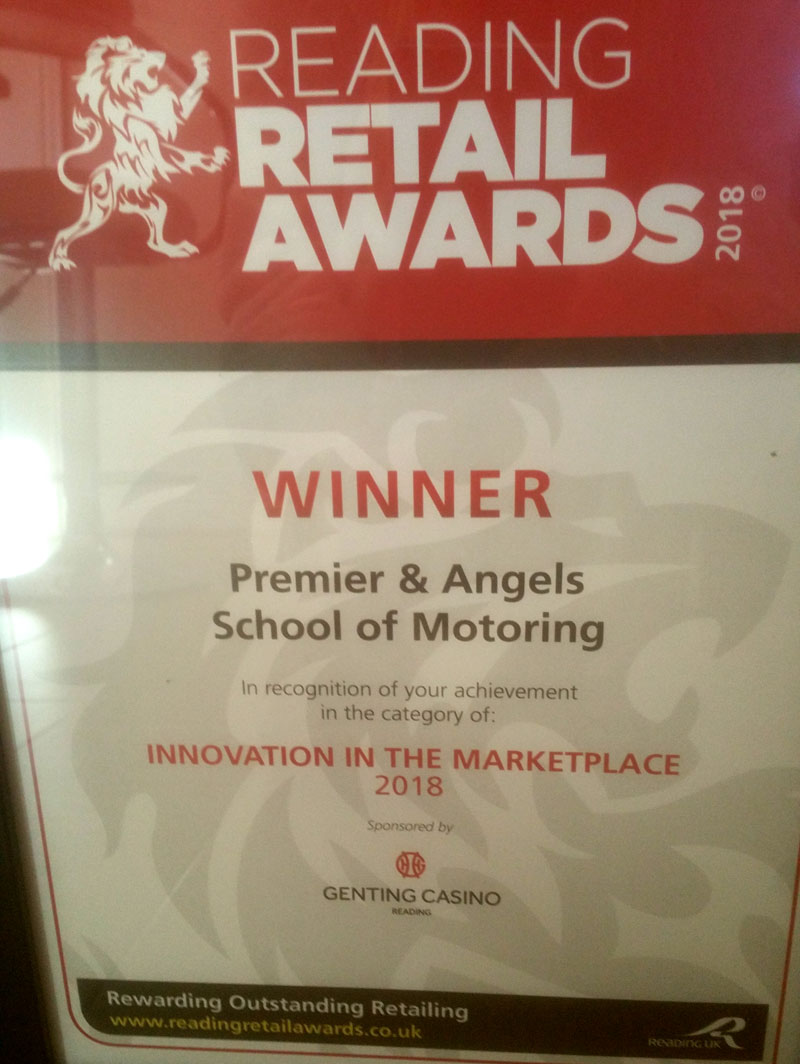 Premier & Angels - Winners of Innovation in the Marketplace at the Reading Retails Awards 2018 - Certificate